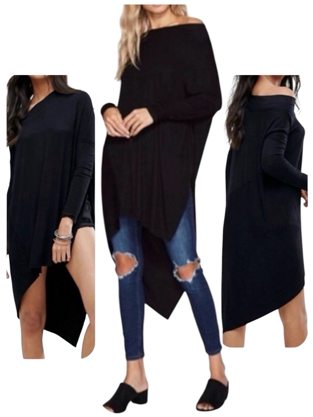 We The Free M black grapevine asymmetrical tunic